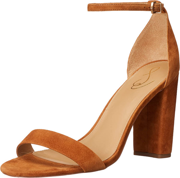 Sam Edelman Yaro Frontier Brown Block Heel Ankle Strap Open Toe Heeled Sandals