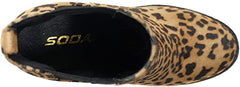Soda Glove Chelsea Camel Leopard Chunky Lug Sole Elastic Gore Ankle Boots