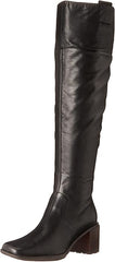 Franco Sarto Forla Black Leather Fashion Zipper Block Heel Knee High Boots