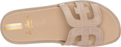 Sam Edelman Valeri French Oak Slip On Open Toe Subtle Detailed Platform Sandals