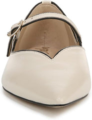 Sam Edelman Noa Ivory/Black Pointed Toe Mary Jane Strap Slip On Flats Shoes