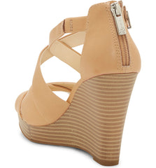 Jessica Simpson Jakayla Buff Nude Leather open Toe Platform Wedge Sandals