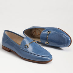 Sam Edelman Loraine Nova Blue Leather Almond Toe Slip On Classic Vamp Loafers