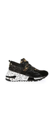 Steve Madden Cliff Round-Toe Lace Up Platform Fashion Chunky Sneakers Black Gold