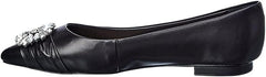 Schutz Meisho Nappa Black Slip On Crystal Embellished Upper Flat Heel Pump Shoes