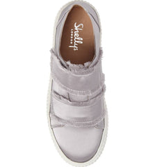 Shellys London Elder Grey Fabric Fringed Platform Double Strap Low Top Sneakers