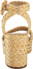 Sam Edelman Iliana Summer Sand Raffia Ankle Strap Open Toe Block Heeled Sandals