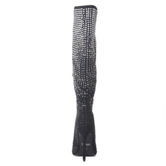 Lauren Lorraine MONA Knee High Stiletto Black Ombre Rhinestone Sparkle Boots