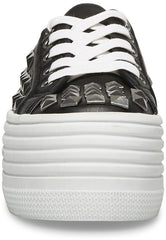 Steve Madden Bridget30 Black/White Lace Up Closed Mule Platform Fashion Sneaker