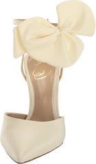 Sam Edelman Halie Pearl Ivory Pointed Toe Stiletto Heeled Bow Detailed Pumps