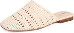 Sam Edelman Leona Eggshell Slip On Squared Toe Ornate Woven Detailed Flat Mules
