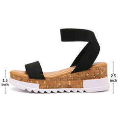 katliu Women's Wedge Platform Sandals Elastic Ankle Strap Platform Sandal