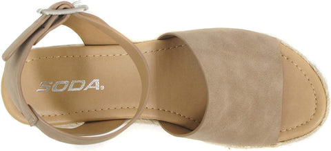 Soda Topic Dark Natural Espadrille Ankle Strap Studded Open Toe Platform Sandals