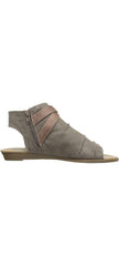 Steve Madden Vana Taupe Multi Canvas Open Toe Low Wedge Flat Gladiator Sandals