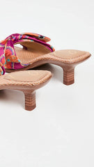 Sam Edelman Darcie Classic Orange Multi Square Open Toe Kitten Heel Slip On Mule