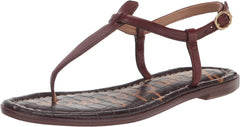 Sam Edelman Gigi Maple Bourbon Embossed Open Toe Ankle Strap Flats Sandals