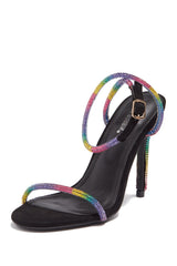 Cape Robbin Serpent Multi Color Rhinestone Open Toe Stiletto Heeled Sandals