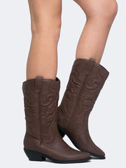 Soda Reno Women Western Cowboy Pointed Toe Knee High Pull On Tabs Boots