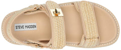 Steve Madden Bigmona Natural Raffia Fashion Buckle Open Toe Platform Sandals