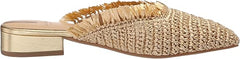 Sam Edelman Reeta Gold Squared Toe Fringe Detailed Slip On Classic Flats Shoes