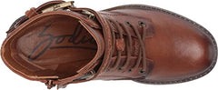 Zodiac Gemma Cognac Lace Up Block Heel Rounded Toe Buckle Combat Ankle Boots