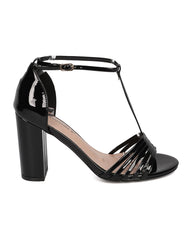 Breckelles Aniston-17 Black Patent PU Open Toe T-Strap Block Heel Retro Sandal (8)