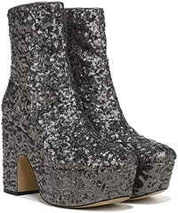 Circus By Sam Edelman Ilana Soft Silver Sequin Inside Zipper Block Heeled Boots