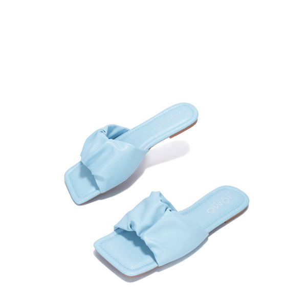 Cape Robbin RANGOON Blue Flat Slip On Sandals Squared Toe Flip Flop Mules Slides