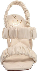 Sam Edelman Marlena Ivory Slip On Ruffled Slender Padded Strap High Heel Sandals