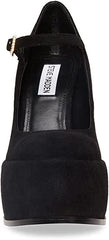 Steve Madden Elyssa Black Block Heel Retro Mary Jane Velvet Platform Pumps