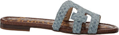 Sam Edelman Bay Montrose Blue Denim Slip On Rounded Open Toe Leather Strap Sandals