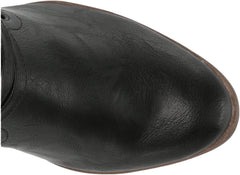 Dr. Scholl's Liberate Black Leather Almond Toe Stacked Heel Knee High Boots