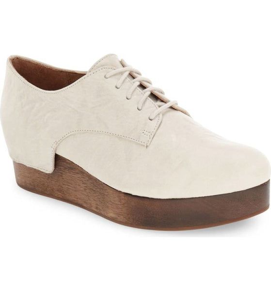 Kelsi Dagger Brooklyn Bone Leather Lace up Platform Flatform Wedge Derby Shoes