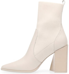 Steve Madden Tackle Bone Leather Pointed Toe Stretch Gore Fitted Ankle Boot