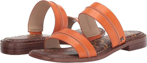 Sam Edelman Haydee Classic Orange Fashion Slip On Open Toe Heeled Slides Sandals