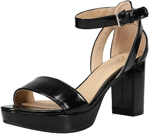 Chinese Laundry Go On Black Ankle Strap Pointed Toe Block Heel Platform Sandals