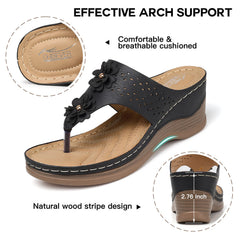 SHIBEVER Wedge Sandals for Women Comfortable Slide Dressy Beach Walking Slip On Platform Boho Flower Casual Sandal