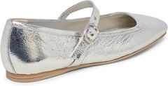 Dolce Vita Rodni Silver Distressed Leather Mary Jane Squared Toe Ballet Flats