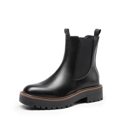 DREAM PAIRS Reey Black Ankle Fashion Low Heel Lug Sole Platform Fall Booties 10