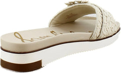 Sam Edelman Ariane Ivory/Natural Lace Open Toe Wedge Platform Leather Sandals