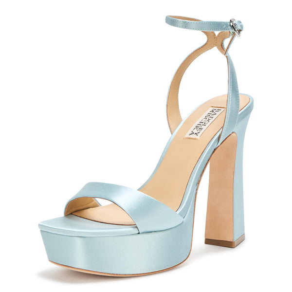Badgley Mischka CAIA Mist Blue Fashion Buckle Open Toe Platform Heeled Sandals 6