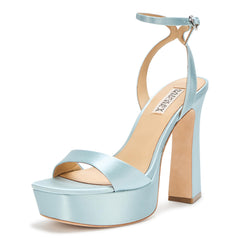 Badgley Mischka CAIA Mist Blue Fashion Buckle Open Toe Platform Heeled Sandals 6