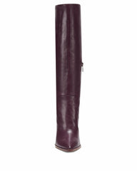 Vince Camuto Perintie Blood Red Leather Pointed Toe Knee High Heel Dress Boot