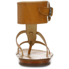 Sam Edelman Mollie Natural Thong Strap Wide Buckle-Embellished Cuff Flat Sandals