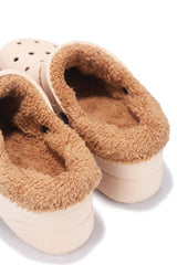 Cape Robbin Gardener-3 Platform Nude Chunky Fuzz Lined Ankle Strap Sandals