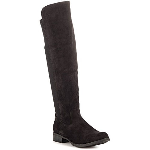 Caliente Play Day Black Micro Suede Knee High Fitted Stretch Gore Elastic Boot