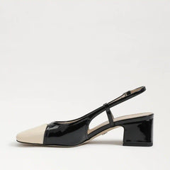 Sam Edelman Tarra Black/White Almond Toe Block Heel Slingback Heeled Sandals