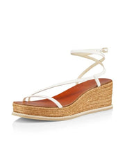 Jimmy Choo Drive 60 Latte Elegant Platform Lace Up Fashion Wedges Sandals 41.5