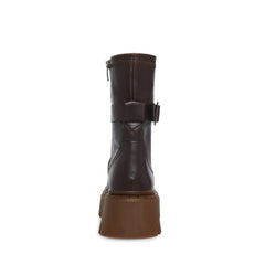 Steve Madden Ankle Boot Everly Brown Leather Lugged Sole Ankle Combat Boots