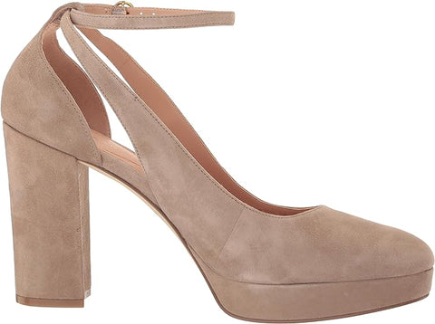 Cole Haan Remi Platform Irish Coffee Suede Ankle Strap Pointed Toe Heeled Pumps